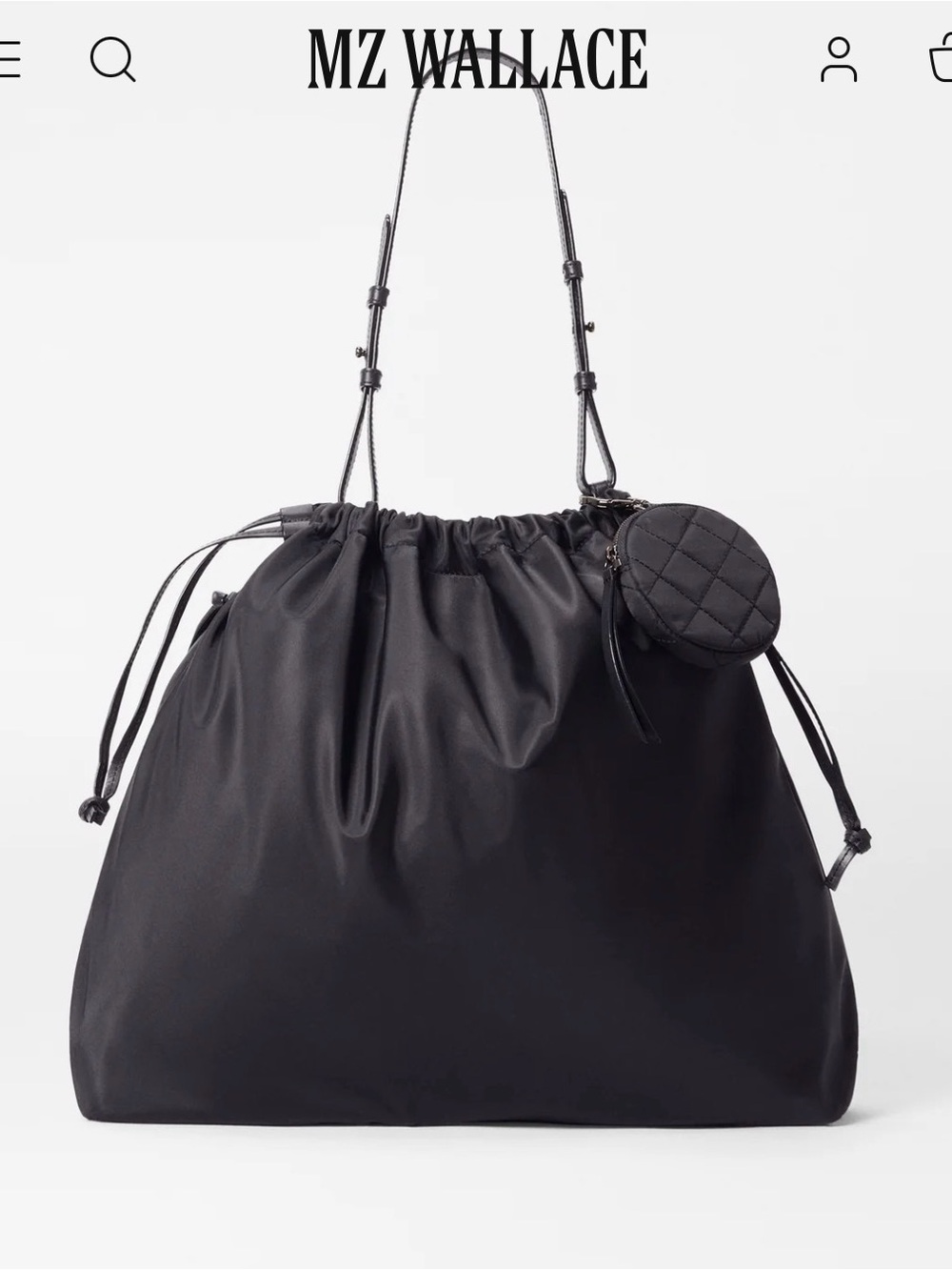 MZ Wallace Waverly Shoulder Black Drawstring Shoulder Bag